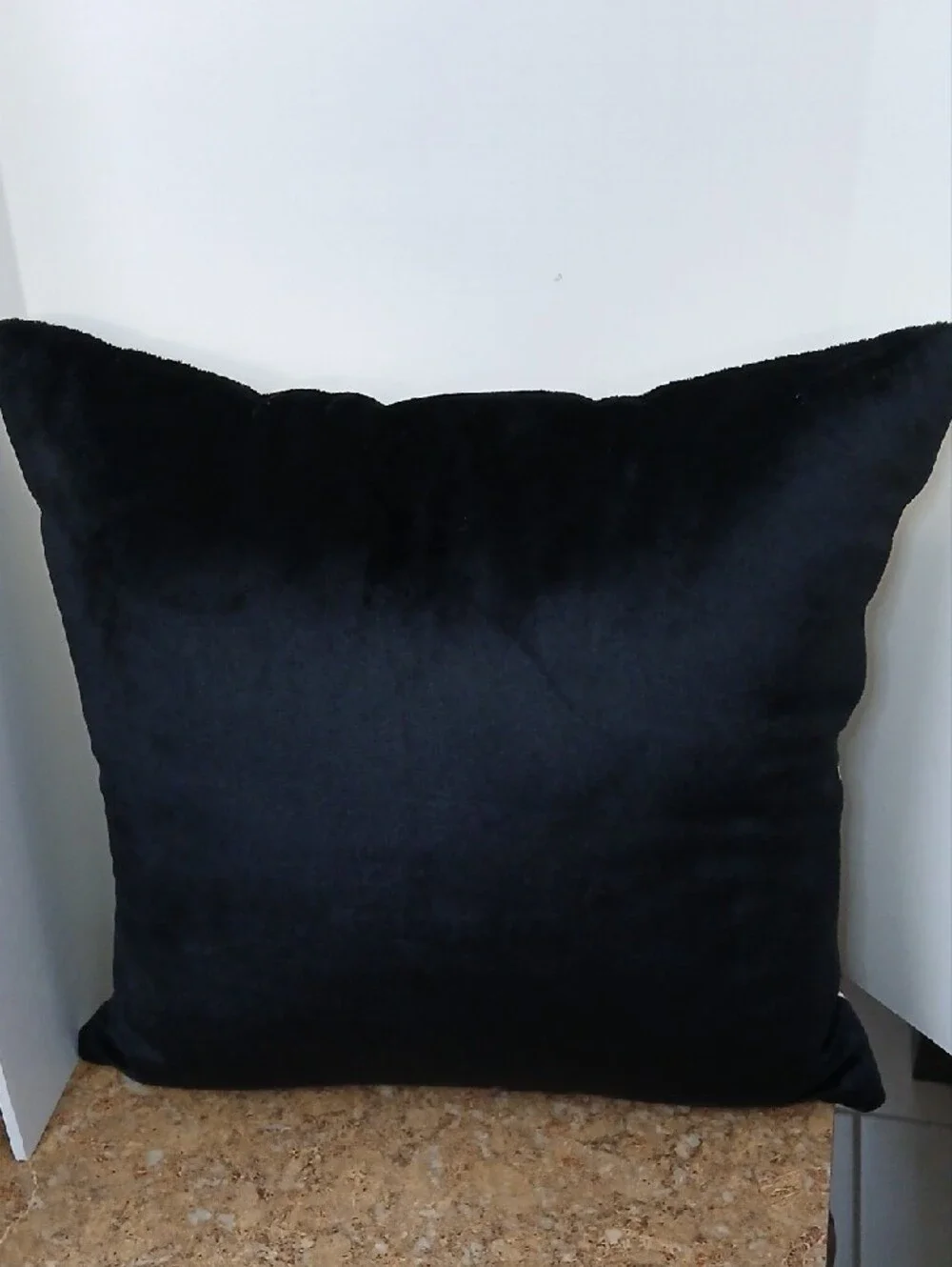 Cream and Black Decorative Black Cat on Moon Pillow